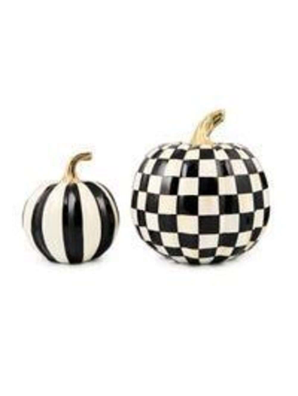 MacKenzie-Child’s Small Stripe Pumpkin & Medium Pumpkin in Courtly Check NWT